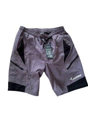 Sportneer Padded Cycling Shorts Men XL Gray Black 2 in 1 Bike Shorts Liner NWT